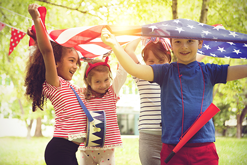 Patriotic Children on Fourth of July or Memorial Day