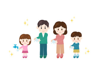 No Germs! Illustration of Family (hand washing)