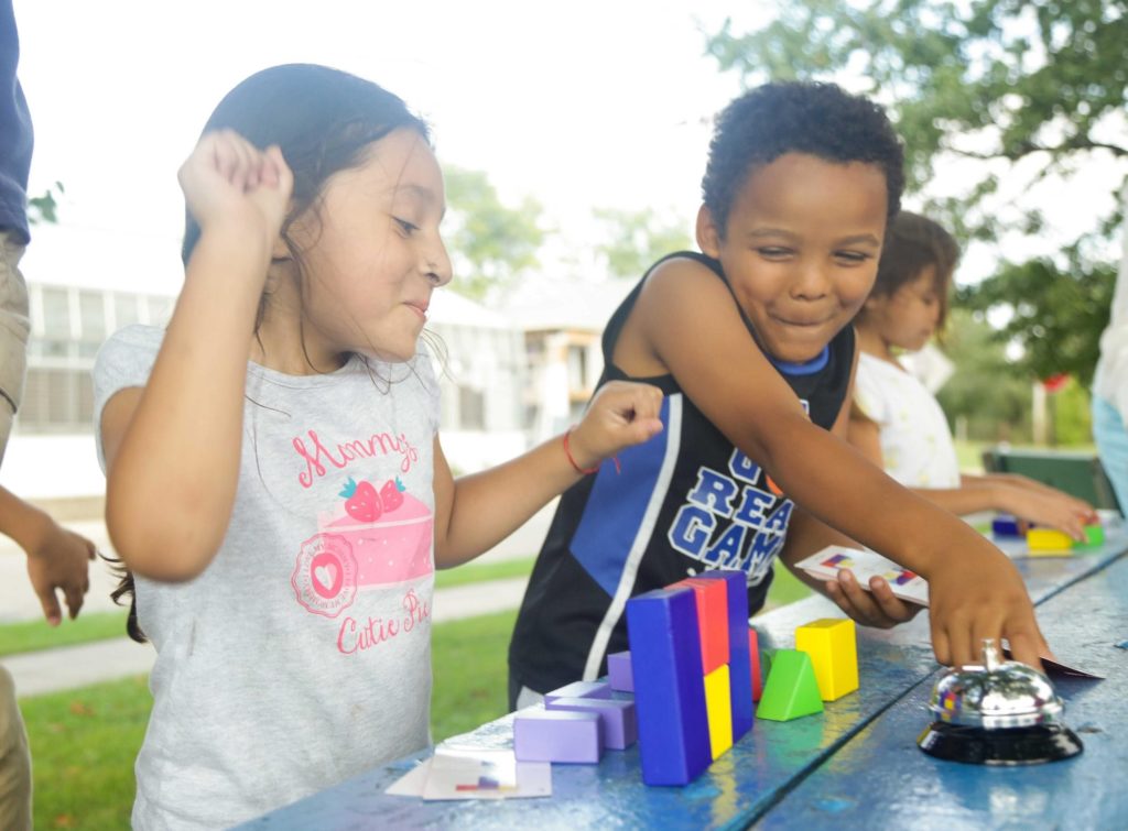 children playing blocks