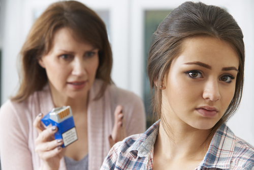 Mom talking to teen about vaping and smoking