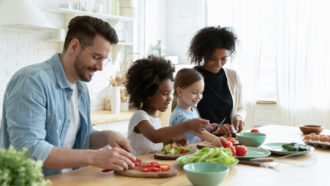 Family making dinner together