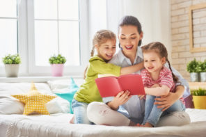 Mom reading to kids