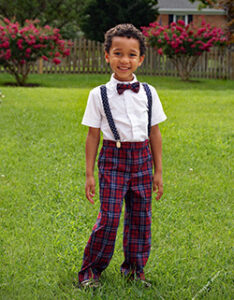 Kindergartner David Steiner all dressed up
