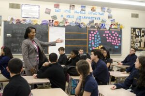 Jahana Hayes teaches in her classroom in Waterbury, Conn.
