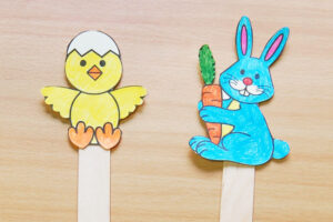 bunny and chick stick puppets easter passover craft