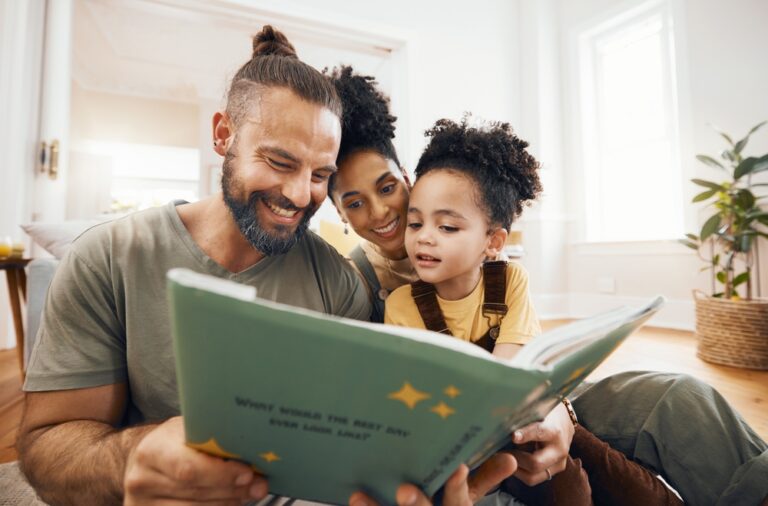 Parents reading to child