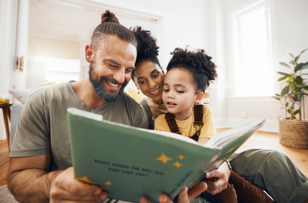 Parents reading to child
